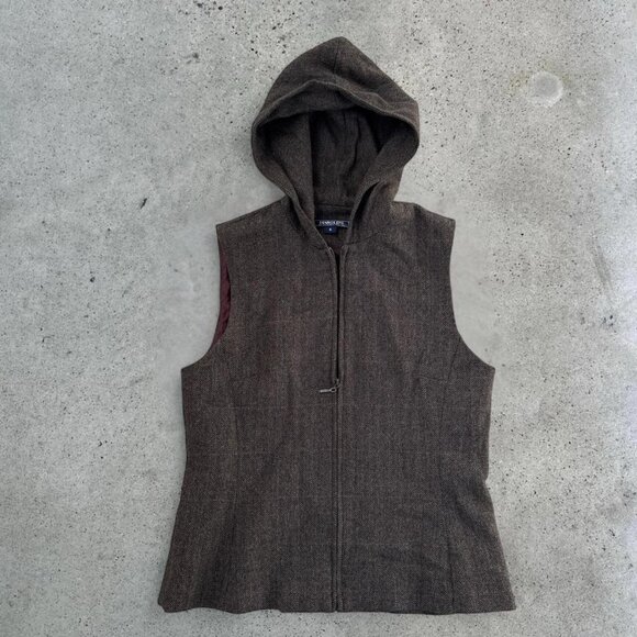 Vintage brown wool blend hooded vest - Picture 8 of 8